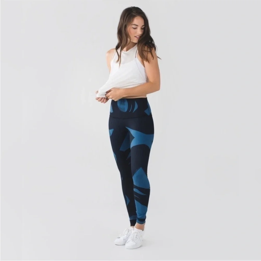 Lululemon Wunder Under Pant *Full-On Luon Back Spin‎ Stroke Poseidon Black